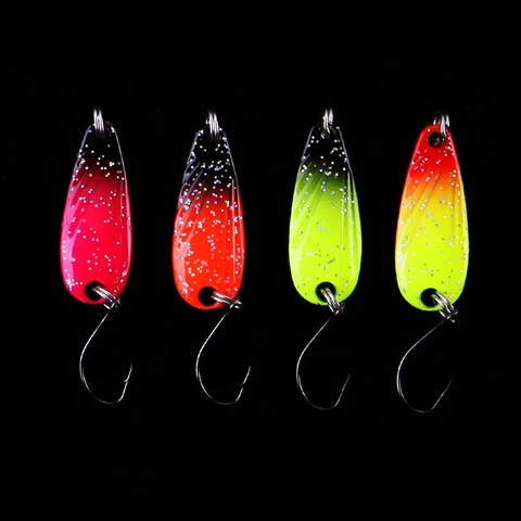 WALK FISH 4PCS/Lot Mix Colors 3cm 2.7g Colorful Trout Lure Fishing Spoon Bait Single Hook Metal Fishing Lure Fishing Tackle ► Photo 1/6