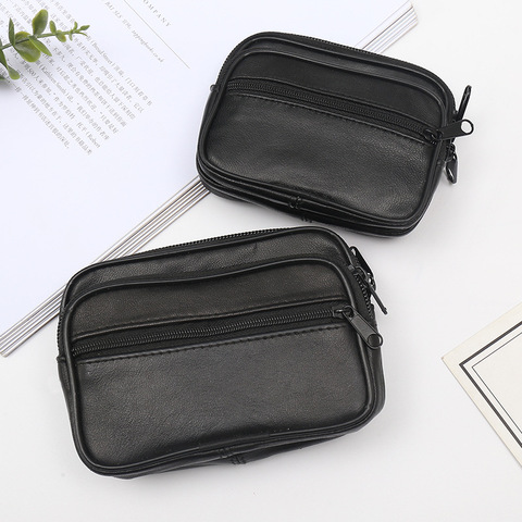 Genuine Leather Coin Purse Casual Middle-aged Leather Belt Running Bag Fashion Men Wallet Multi-Function Phone Bag ► Photo 1/5