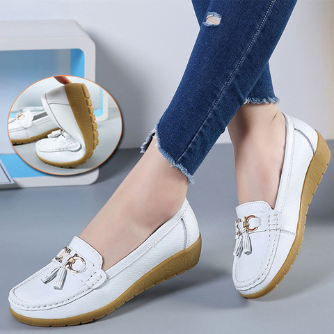Women Flats Ballet Shoes Cut Out Leather Breathable Moccasins Women Boat Shoes Ballerina Ladies Casual Shoes ► Photo 1/6