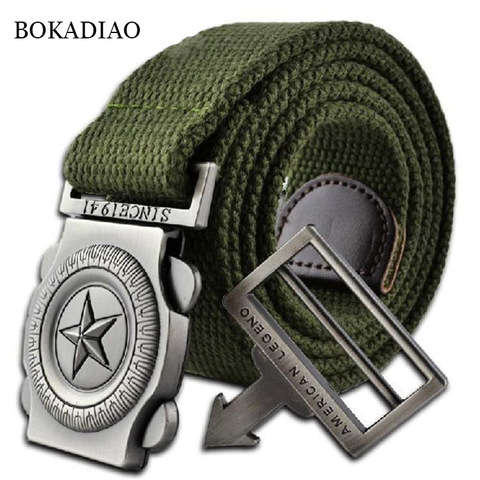 BOKADIAO Men's canvas belt Quick release Metal buckle Training belts military Army tactical belts for Men Jeans male strap Black ► Photo 1/6