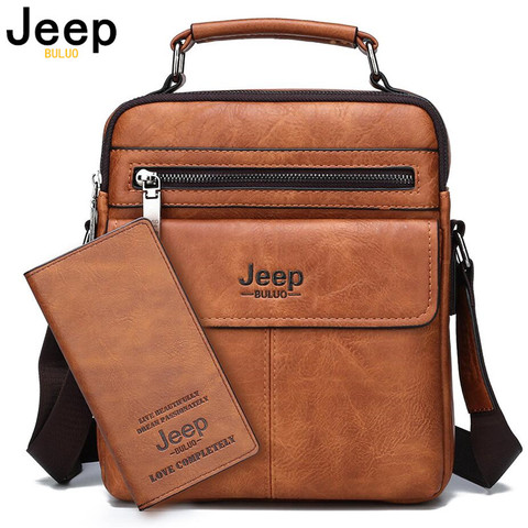 JEEP BULUO Brand Men's Crossbody Shoulder Bags High quality Tote Fashion Business Man Messenger Bag Big Size Split Leather Bags ► Photo 1/6