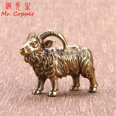 Solid Brass Goat Small Ornament Antique Copper Zodiac Animal Sheep Miniature Figurines Home Decoration Accessories Desktop Decor ► Photo 1/6