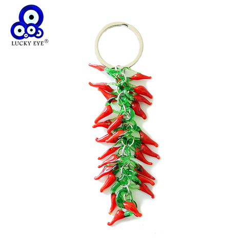 Lucky Eye Red Pepper Charm Keychain Silver Color Ring Car keyring Key Chain Holder Wall Hanging Jewelry for Women Men LE245 ► Photo 1/6