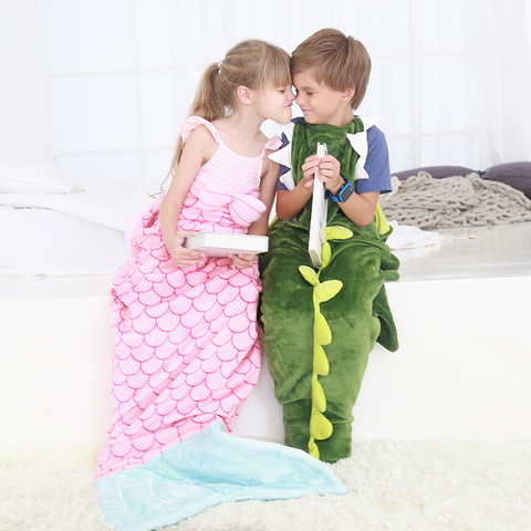 Multi Use Blanket Kids Mermaid Tail Anti-kick Flannel Children Crocodile Sleeping Bag Shark Air Conditioning Blanket Best Gifts ► Photo 1/6