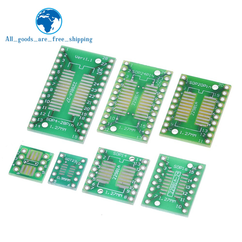 TZT 7pcs=7value* PCB Board Kit SMD Turn To DIP SOP MSOP SSOP TSSOP SOT23 8 10 14 16 20 24 28 SMT To DIP ► Photo 1/6