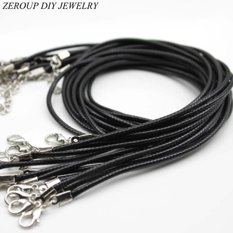 ZEROUP Handmade Adjustable Black Leather Cord Lobster Clasp Chain Pendant Necklace Charms for Jewelry Finding 20pcs/lot ► Photo 1/6