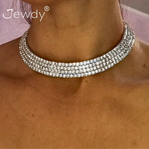 Multilayer Rows Rhinestone Choker Necklace for Women Female Wedding Jewelry Neck Chain 2022 Collier Bijoux Jewellery ► Photo 1/6