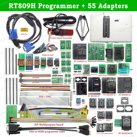 RT809H USB Universal Programmer + 55 Adapters EMMC-NAND FLASH Super All-around Combination EMMC-Nand FLASH Programmer ► Photo 1/6