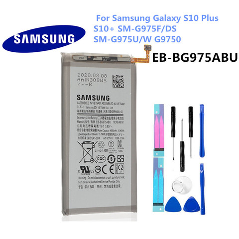 Original For Samsung Galaxy S10 Plus Battery S10+ SM-G9750 EB-BG975ABU 4100mAh Mobile Phone Batteria Akku Fast shipping+tloos ► Photo 1/3