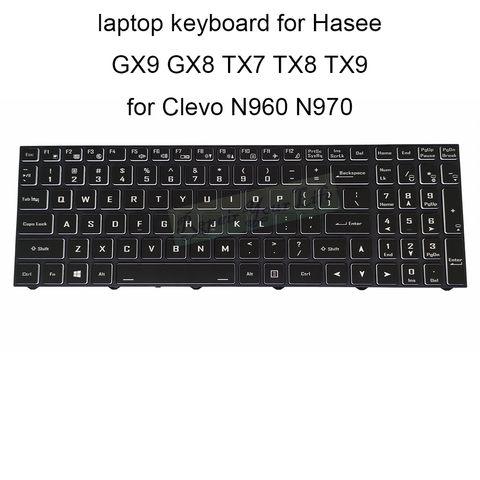 US Backlight keyboard for Hasee GX9 GX8 TX9 TX8 TX7 for Clevo N960 N970 English 6 80 N815Z0 01D 1 black laptops KB and frame new ► Photo 1/6