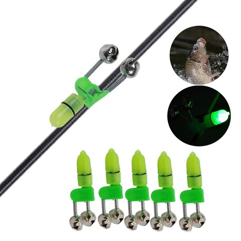 2Pcs LED Fishing Rod Bite Alarm Bell Night Fishing Rod Tip Indicator Alarm Fishing Accessories Clip On Tackle Tool with Battery ► Photo 1/6