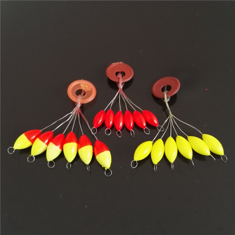 60pcs /10packs Fishing Float 6 In 1 Seven-satr Float Mixedcolor Space Oval Bean Fishing Line Stopper Buoys Tackle Accessories ► Photo 1/6