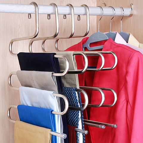 5 layers Stainless Steel Clothes Hangers S Shape Pants Storage Hangers Clothes Storage Rack Multilayer Storage Cloth Hanger ► Photo 1/6