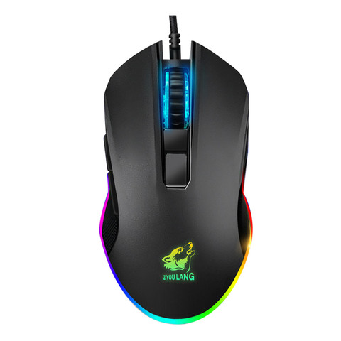 Free Wolf V1 6-Button 3200 DPI RGB Macro Definition Gaming Mouse Mechanical Mouse Backlight USB Wired Gaming Mouse for PC Laptop ► Photo 1/3