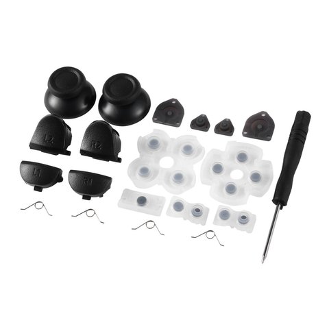 Handle Repair Parts Conductive Rubber Pad + Button + Spring + Screwdriver + Joystick Cap 20pc/ Sets For PS4 ► Photo 1/5