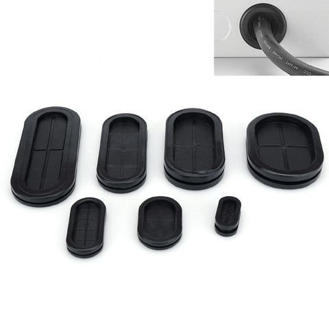 Black Oval rubber wire grommet 25mm Groove flat gasket sheet Electric box inlet outlet seal ring Dust plug cover cable protector ► Photo 1/6