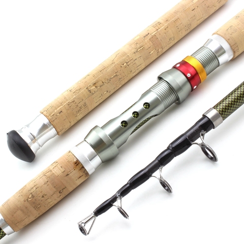 2.1m-3.6m Telescopic Fishing Rod carbon wooden handle Spinning Rod Extra heavy carp fishing pole sea Tackle baitcasting rod ► Photo 1/6