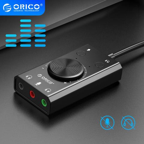ORICO External USB Sound Card Stereo Mic Speaker Headset Audio Jack 3.5mm Cable Adapter Mute Switch Volume Adjustment Free Drive ► Photo 1/6