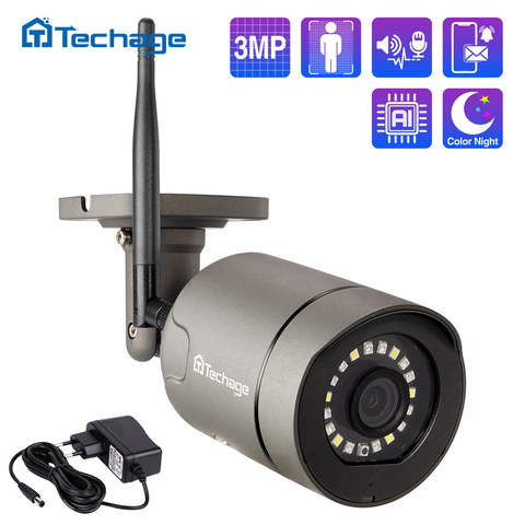 Techage 3MP Wireless IP Camera AI Outdoor Waterproof Security Audio WiFi Camera Two Way Audio for Wireless WIFI CCTV System Kit ► Photo 1/6