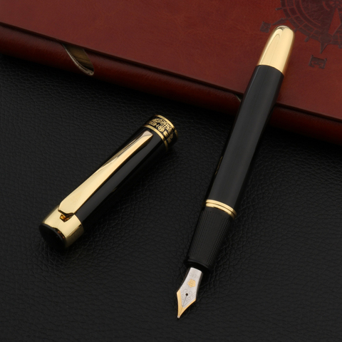 Luxury High Quality Brand Hero 9018 Fountain Pen Black Golden 0.7MM Fude bending Calligraphy Nib Stationery Office Supplies ► Photo 1/5