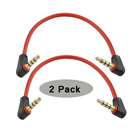 2Pack 6 inch 3-Pole 3.5mm Male Right Angle to 3.5mm Male Right Angle Stereo Audio Cable Headset Extension Cable ► Photo 1/1