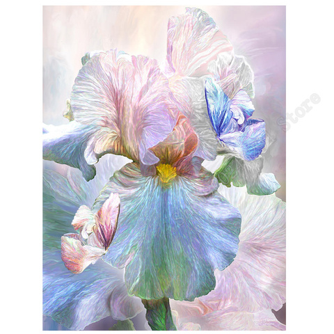 Full SquareRound Drill 5D DIY Diamond Painting Cross stitch Coloured iris flower pattern 3D Embroidery Mosaic Decor Gifts FF2802 ► Photo 1/6