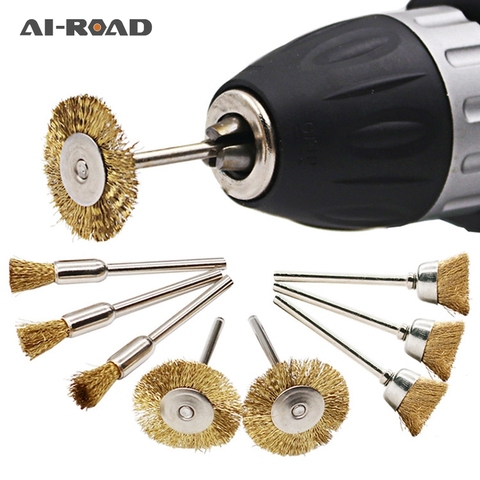 9pcs/lot Brass Brush Wire Wheel Brushes Die Grinder Rotary Electric Tool For Engraver ► Photo 1/6