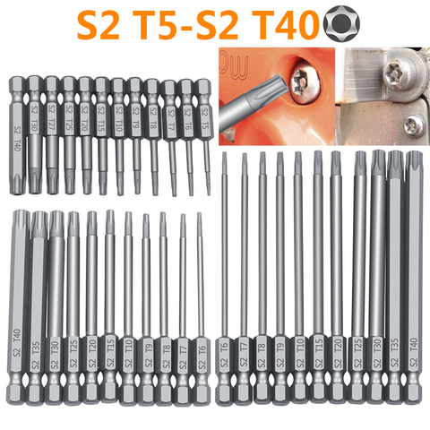 11pcs 12pcs Security Bit Set Tamper Proof Screwdriver Drill Bit Screw Driver Bits Torx Flat Head 1/4