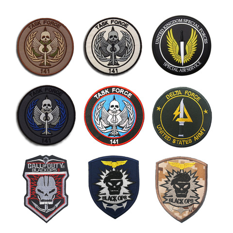 3D Black Ops TASK FORCE 141 velcros Patches Special Forces Military Army Tactical Embroidery Patches Badges ► Photo 1/6