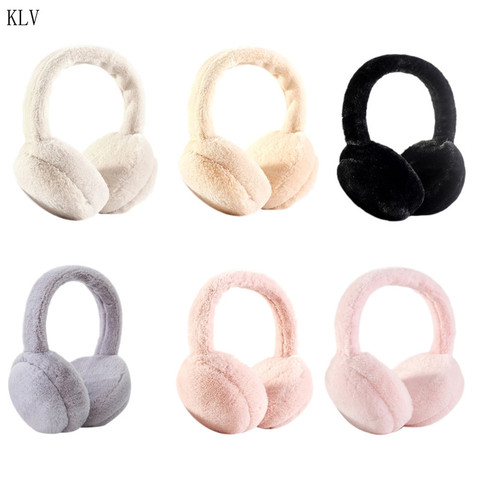 Women Men Winter Warm Cute Faux Furry Earmuffs Headband Outdoor Windproof Solid Color Foldable Fluffy Ear Covers Warmers ► Photo 1/6