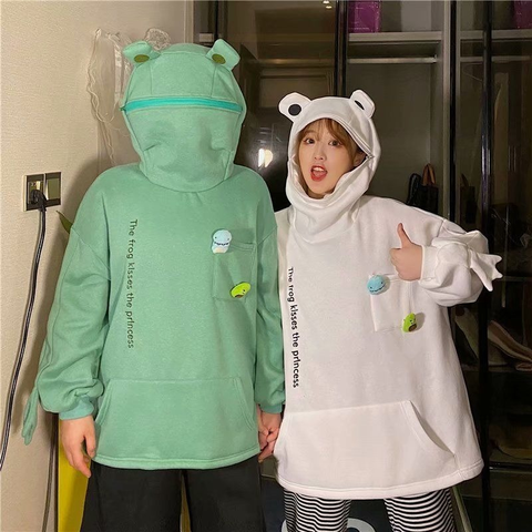 HOUZHOU Frog Hoodie Women Kawaii Alt 90s Aesthetic Pullover Oversize Streetwear Harajuku FashionThin Sweatshirts Spring 2022 ► Photo 1/6