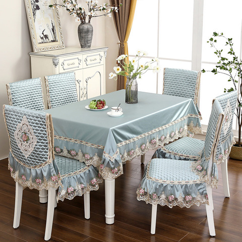 Golden and jade dining chair suit chair cover chair cushion back table cloth dining table cloth tablecloth rectangular ► Photo 1/5