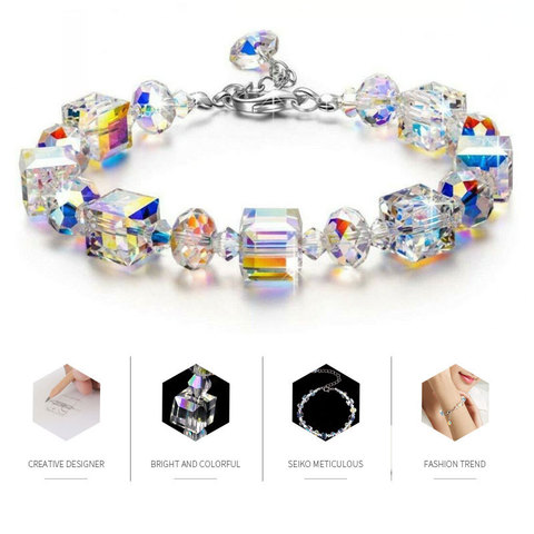 Northern Lights Bracelet Square Crystal Bracelet Exquisite Luxury Fashion Jewelry Women Girls Link Chain Bracelets ► Photo 1/5