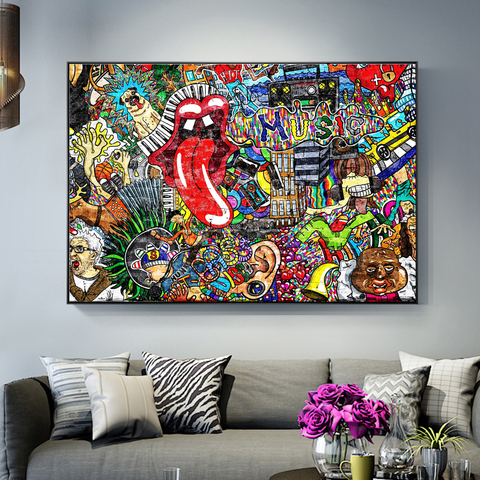 Abstract Music Graffiti Wall Art Paintings Print On Canvas Art Posters And Prints Modern Street Art Wall Pictures Home Decor ► Photo 1/6