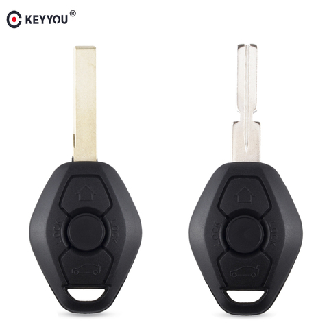 KEYYOU Car Key Shell Fob Cover For BMW X3 X5 Z3 Z4 1/3/5/7 Series E38 E39 E46 EWS System Hu92 Hu58 Blade 3 Buttons Replacement ► Photo 1/5