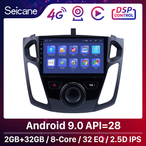 Seicane 9 Inch Android 9.0 Multimedia Player Car Radio For 2011 2012 2013-2015 Ford Focus Stereo Support Bluetooth WIFI USB OBD2 ► Photo 1/6