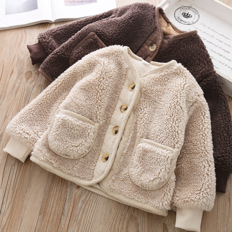 2022 Fall Winter Korean Boys Clothes For Girls Cardigan Granular Velvet  Loose Lamb Velvet Warm Children's Jacket Coat For Girls ► Photo 1/6