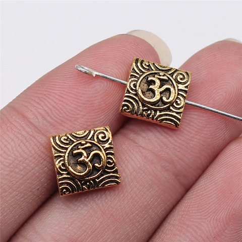 WYSIWYG 10pcs 10x5mm Antique Gold Color Om Small Hole Beads For Jewelry Making DIY Jewelry Findings ► Photo 1/2