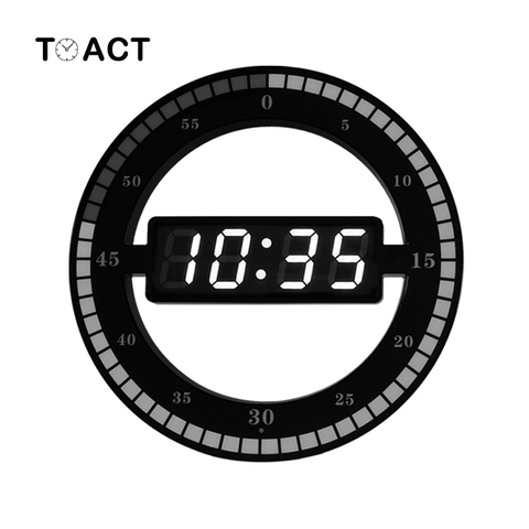 3D LED Digital Wall Clock Electronic Night Glow Round Wall clocks Black Automatically Adjust Brightness LED Desktop Table Clock ► Photo 1/6