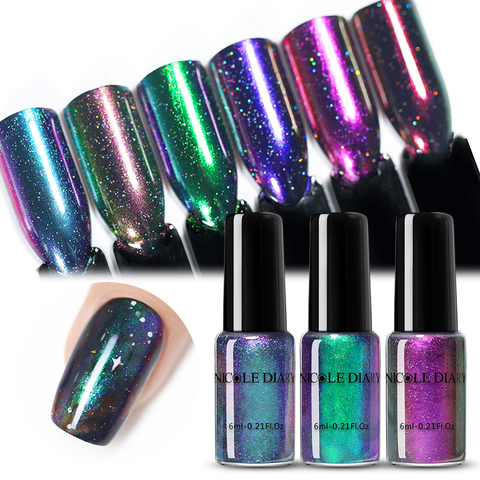 NICOLE DIARY Nail Polish Chameleonic  Glitter Pearl Nail Art Varnish Water-based  Nail Art varnish 6 ► Photo 1/6