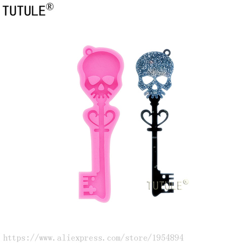 Skull key silicone mold, Skeleton Key for Fondant, Chocolate , Clay, Resin, Crafts or Food Mold, with keychain hole Resin Mold ► Photo 1/6