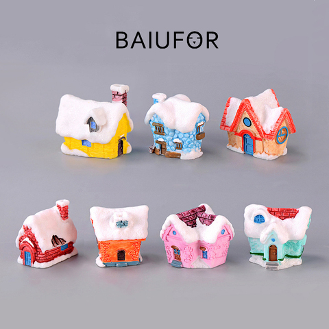 BAIUFOR Miniature Christmas Snow House Cute Candy Colored Villa Terrarium Figurines Mini Fairy Garden Miniatures Home Crafts ► Photo 1/3