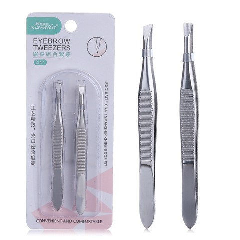 2Pcs/Set Professional Stainless Steel Hair Removal Clip Eyebrow Face Hair Remover Tweezers Makeup Tool Pinset ► Photo 1/6