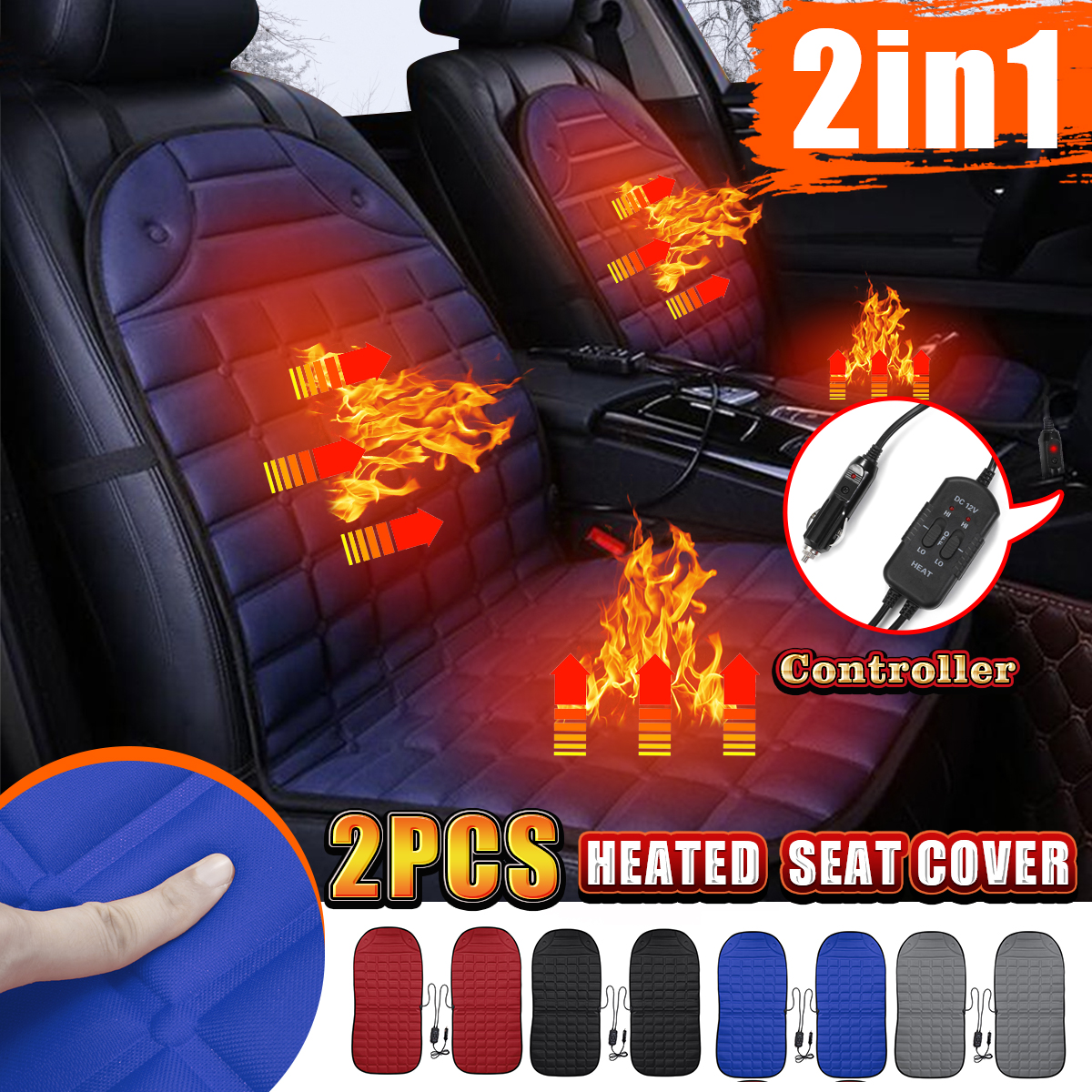 12V Cotton Car Double Seat Heated Cushion Seat Warmer Winter Household Cover Electric Heating Mat Winter Warmer Cars Seat Heater ► Photo 1/6