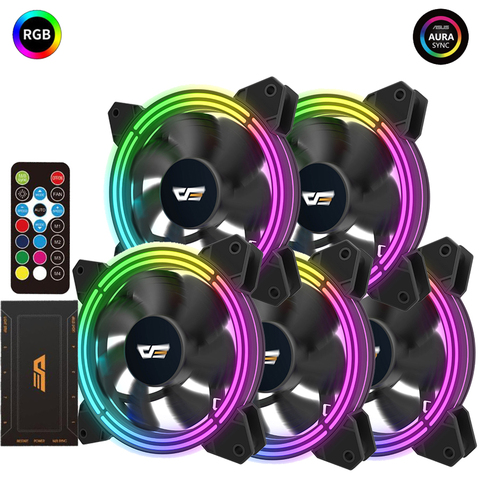 Aigo CF11 Computer Case Fan 120mm RGB fan Silent PC Cooling Fan IR Remote 3P-5v Asus Aura Sync Fans CPU Cooler LED Radiators ► Photo 1/6