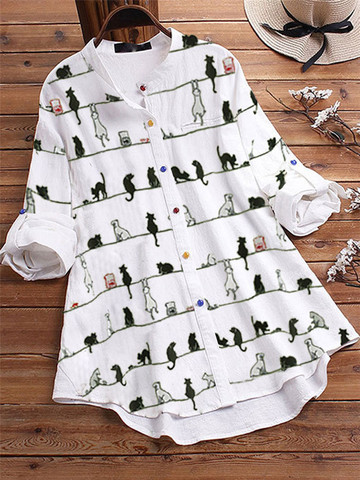 2022 Cartoon Print Loose Maternity Blouses Long Sleeve Nursing Shirts Pregnant Women Long Blouse Pregnancy Clothing Plus Size ► Photo 1/1