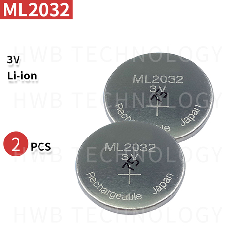 2PC New Original ML2032 3V Rechargeable lithium battery button cell button batteries (ML2032) ► Photo 1/5