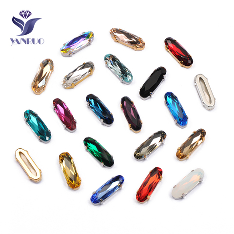 YANRUO 4161 Elongated Baguette Strass Crystal Fancy Stones With Claw Setting K9 Point Back Sewn Rhinestones For Needlework ► Photo 1/6