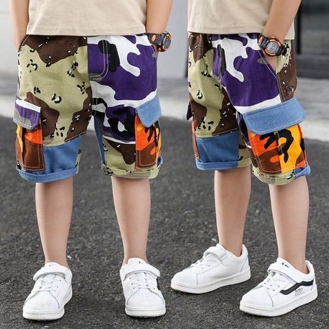 EACHIN Boys Shorts Summer Teenagers Boys Elastic Waist Cargo Shorts Child Short Pants Calf Length Kids Trousers Trend Pants ► Photo 1/6