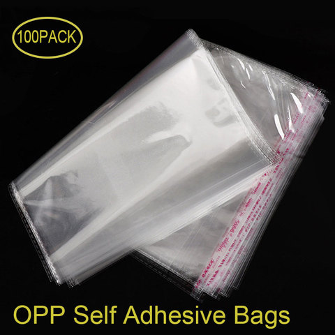 100 Pcs OPP Self Adhesive Seal Plastic Bags Transparent Clear Resealable Cellophane Poly Storage Packaging Dustproof ► Photo 1/4